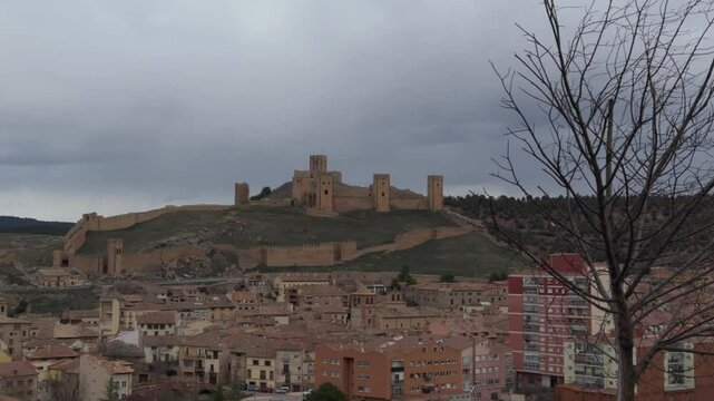 Slow motion video of Molina de Aragon castle and village