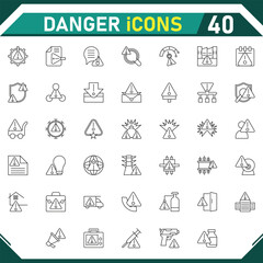 Danger icon collection, with editable stroke. Danger thin line icon set. Vector illustration.