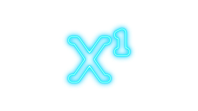 Neon Letter X with Superscript 1, Neon superscript glow with transparent background