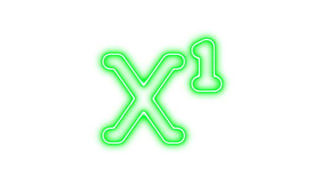 Neon Letter X with Superscript 1, Neon superscript glow with transparent background