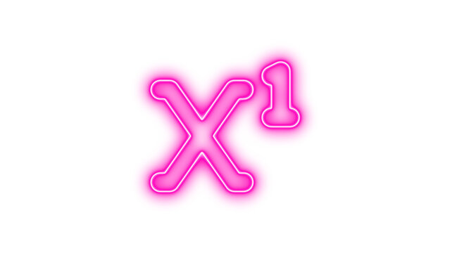 Neon Letter X with Superscript 1, Neon superscript glow with transparent background
