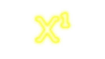 Fototapeta premium Neon Letter X with Superscript 1, Neon superscript glow with transparent background