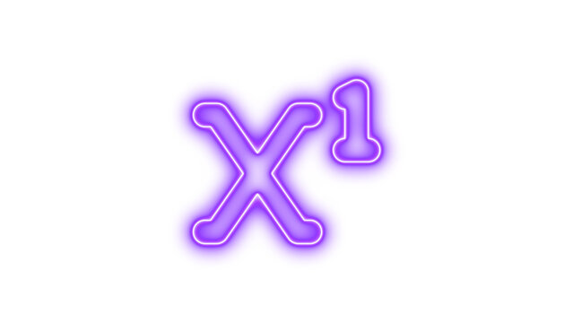Neon Letter X with Superscript 1, Neon superscript glow with transparent background