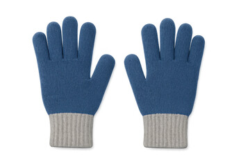 Cozy knitted winter gloves protecting hands against chilly temperatures, resting on transparent backdrop
