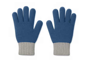 Cozy knitted winter gloves protecting hands against chilly temperatures, resting on transparent backdrop