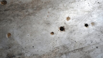 Washed cement surface with light scratches and worn holes