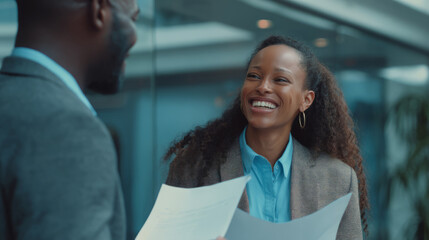Architect presenting innovative skyscraper design in office meeting