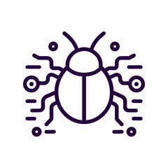 Stylized bug illustration with digital circuit lines  on a transparent background