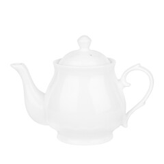 ceramic white teapot for brewing tea isolated on white background