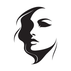 Beautiful girl face silhouette. Vector illustration on white background.
