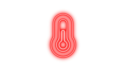 Neon Thermometer Icon, Neon temperature half icon glow with transparent background