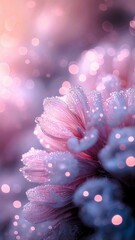dreamy bokeh background with pink glittering flowers 