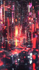 Obraz premium Glow Spectrum of an Imaginary Futuristic Urban Metropolis After Dark