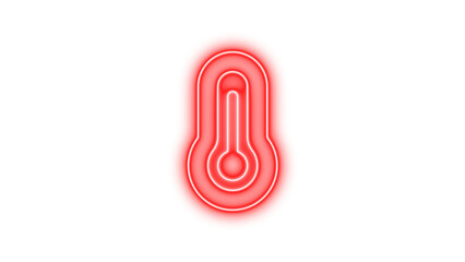 Neon Thermometer Icon, Neon temperature three quarters icon glow with transparent background