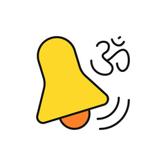 Harmony Bell Icon with Om Symbol, Peace and Serenity.