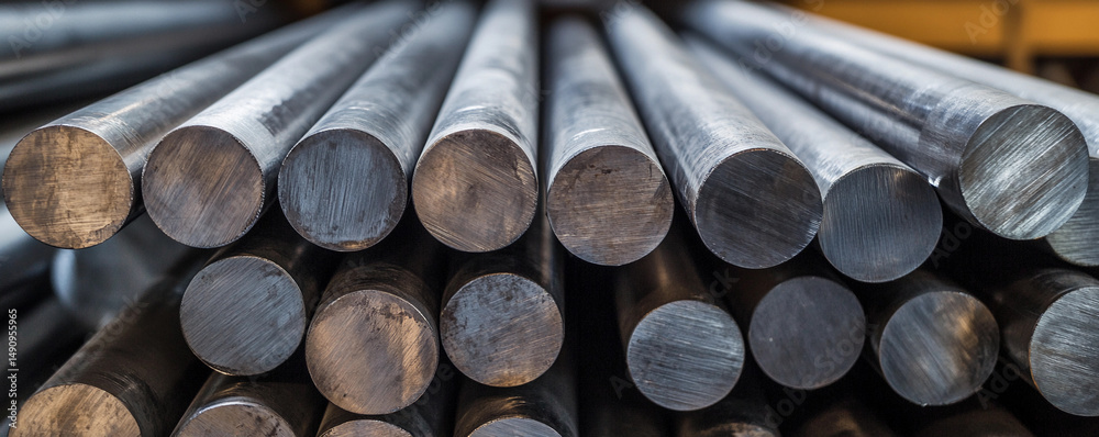 Poster stacked beryllium metal ingots in industrial setting generative ai