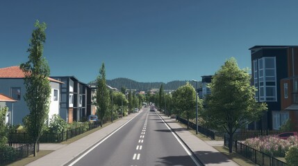 Obraz premium Residential street on a sunny day