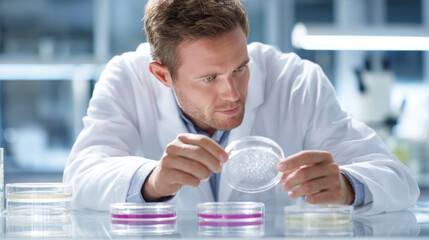 Dedicated scientist analyzing samples in modern laboratory setting