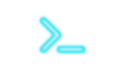 Glowing neon arrow pointing to the right, Neon terminal icon glow with transparent background