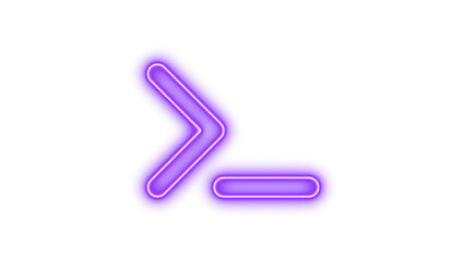 Glowing neon arrow pointing to the right, Neon terminal icon glow with transparent background