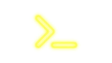 Glowing neon arrow pointing to the right, Neon terminal icon glow with transparent background