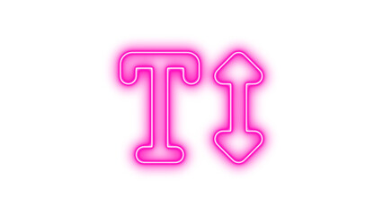 Neon Typography Icon with Arrow, Neon text height icon glow with transparent background