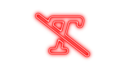 Obraz premium Neon No Text Symbol, Neon text slash icon glow with transparent background