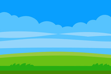 Obraz premium green field and blue sky