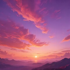 Fototapeta premium Swirling sunset hues of purple, pink & orange paint a vibrant, dreamy sky , dreamy, photo, abstract