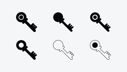 Black Three Vintage Key Icons On White Background