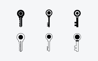 Bold  Key Icons Silhouette, Solid and Outline Styles