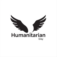 Obraz premium A visually clear and elegant black and white vector logo for Humanitarian Day. The design features a balanced symmetrical silhouette illustration with geometric shapes and clean lines on a white back