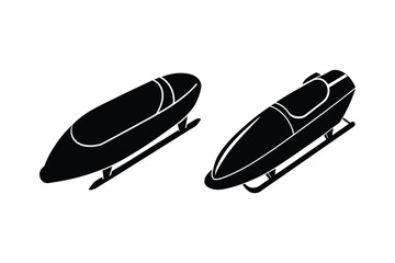 A set of bobsled silhouette vector art illustration