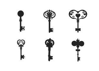 Vector Ornate Key Silhouettes Collection, Door Design