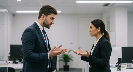 Business Colleagues Engaged in a Serious Discussion, Office Conflict Resolution