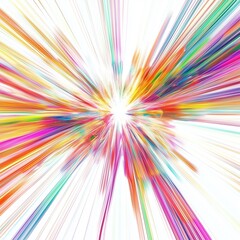 Fototapeta premium Explosive Abstract Art of Multicolored Light Rays Radiating from a White Center 