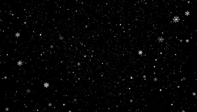Falling Snowflakes Black Background.