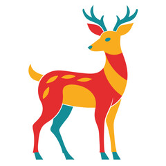 Majestic Colorful Deer Whisperer Vector Illustration

