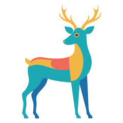 Majestic Colorful Deer Whisperer Vector Illustration

