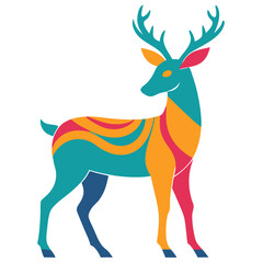 Majestic Colorful Deer Whisperer Vector Illustration

