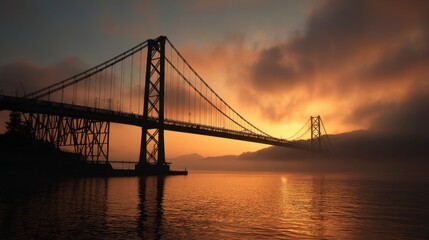 Suspension bridge sunrise