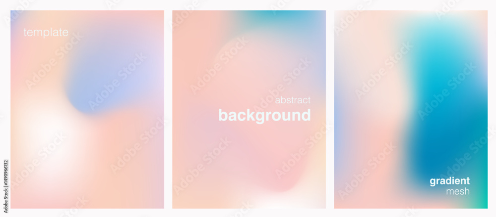 Aufkleber soft pastel gradient mesh vector backgrounds in peach, blue, and pink tones create a smooth, modern,