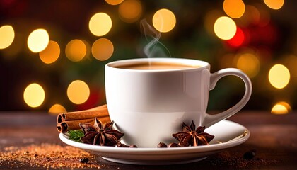 Obraz premium Festive Coffee Cup with Spices.