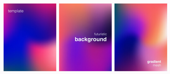 Fototapeta premium Vector illustration features a modern blurry gradient mesh style, with soft transitions of pink, blue, and orange hues. Popular abstract and minimalist trend for backgrounds and design.