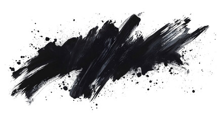 Abstract Black Ink Brush Stroke Texture with Splatter
