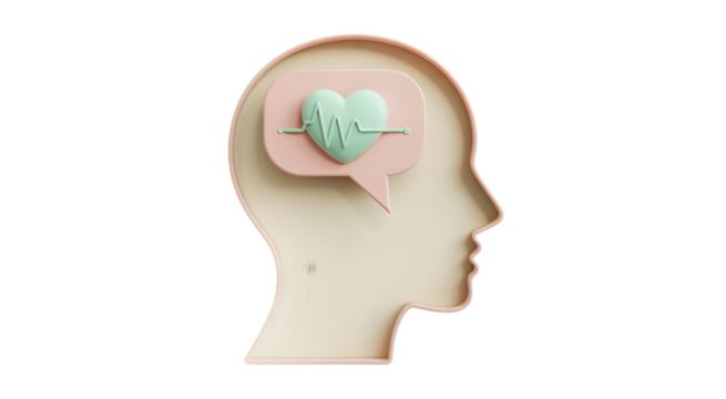 Mindful Heart Health 3D Render of Heartbeat in Mind