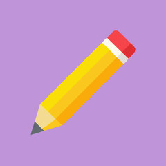 Yellow Pencil Icon, Stationery, Writing Tool, Simple Design