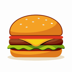 Delicious Cheeseburger Illustration:  Cartoon Fast Food Burger Graphic