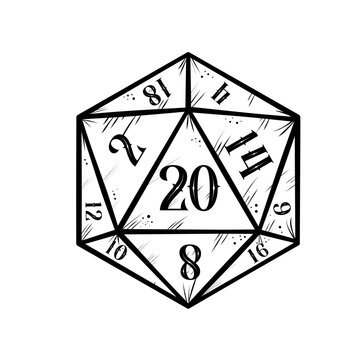 Vintage RPG d20 dice &ndash; vector illustration