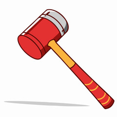 Red Rubber Mallet Cartoon Illustration